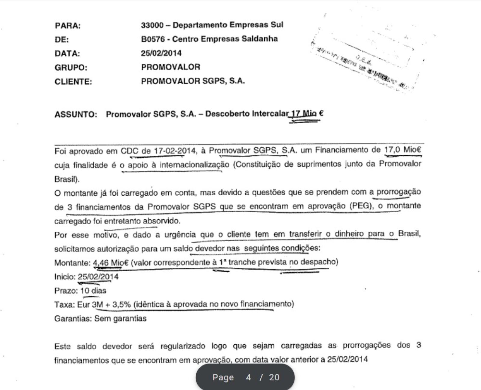 Financiamento urgência Sheraton do Paiva