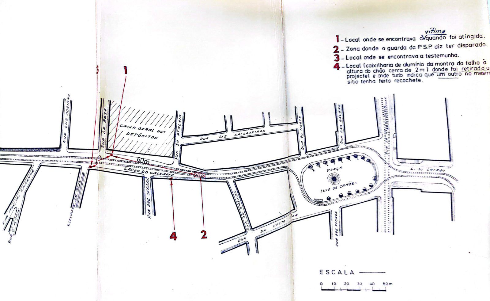 Mapa onde José Jorge Morais foi atingido