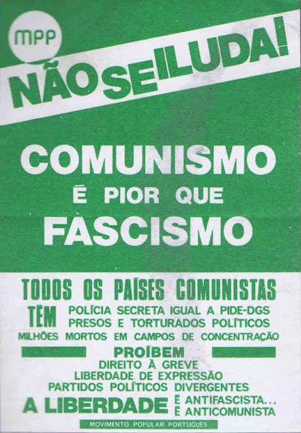 Panfleto anticomunista do Movimento Popular Português