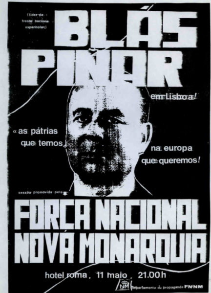 Cartaz da visita a Portugal do neofascista espanhol Blas Piñar