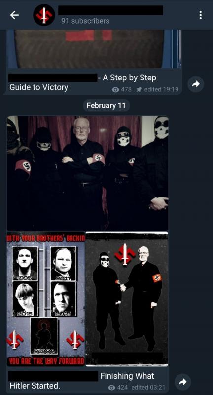 Propaganda da Atomwaffen Division no Telegram