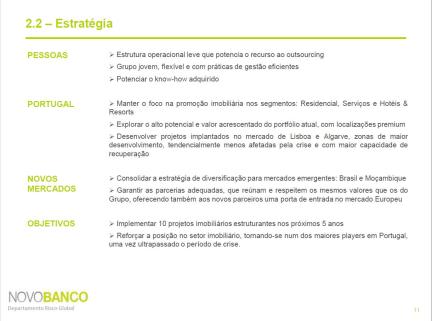 Documento de análise do grupo Promovalor realizado pelo Novo Banco 